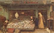 Frederick Walker,ARA,RWS A Fishmonger's shop (mk46) USA oil painting artist